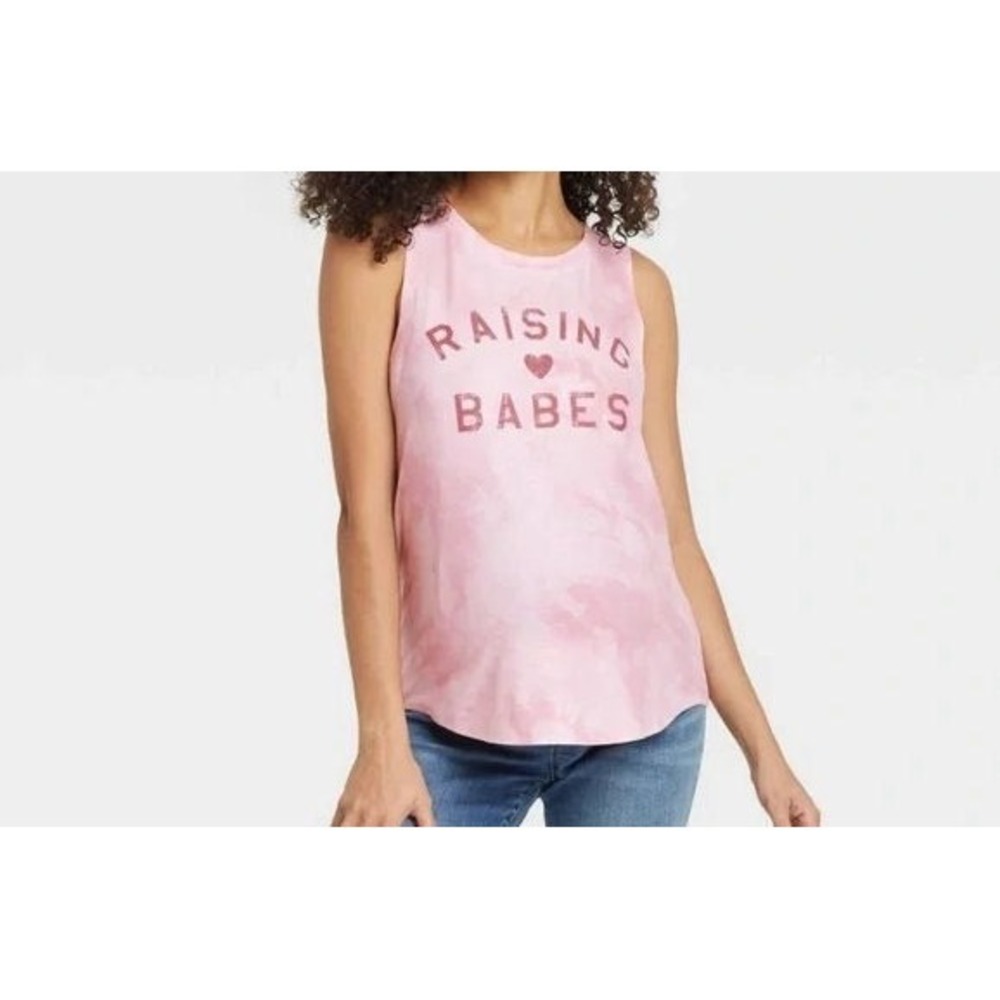 Ingrid & Isabel Maternity Tank Top Raising Babes - Pink - Large